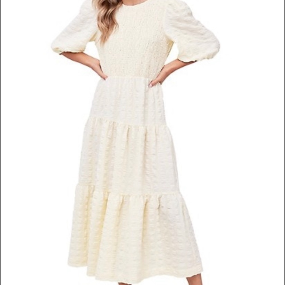 En Saison yellow tiered midi dress
